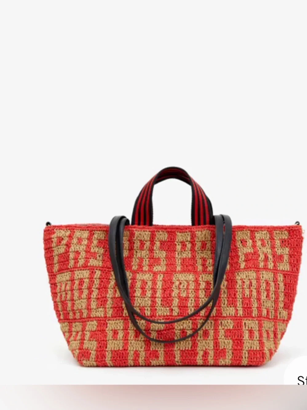 Clare V Bateau Tote - Natural & Bright Poppy Raffia Pas Mal
